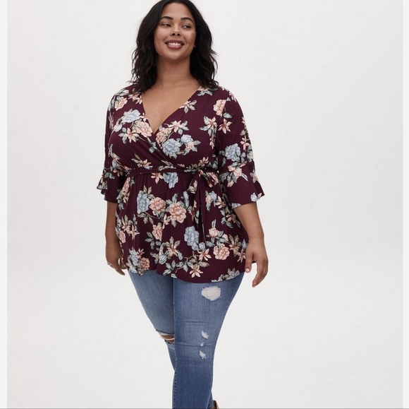 Torrid Stretch Challis Surplice Top - Picture 5 of 5